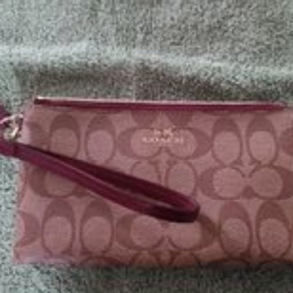 Coach large brown and maroon wallet wristlet
